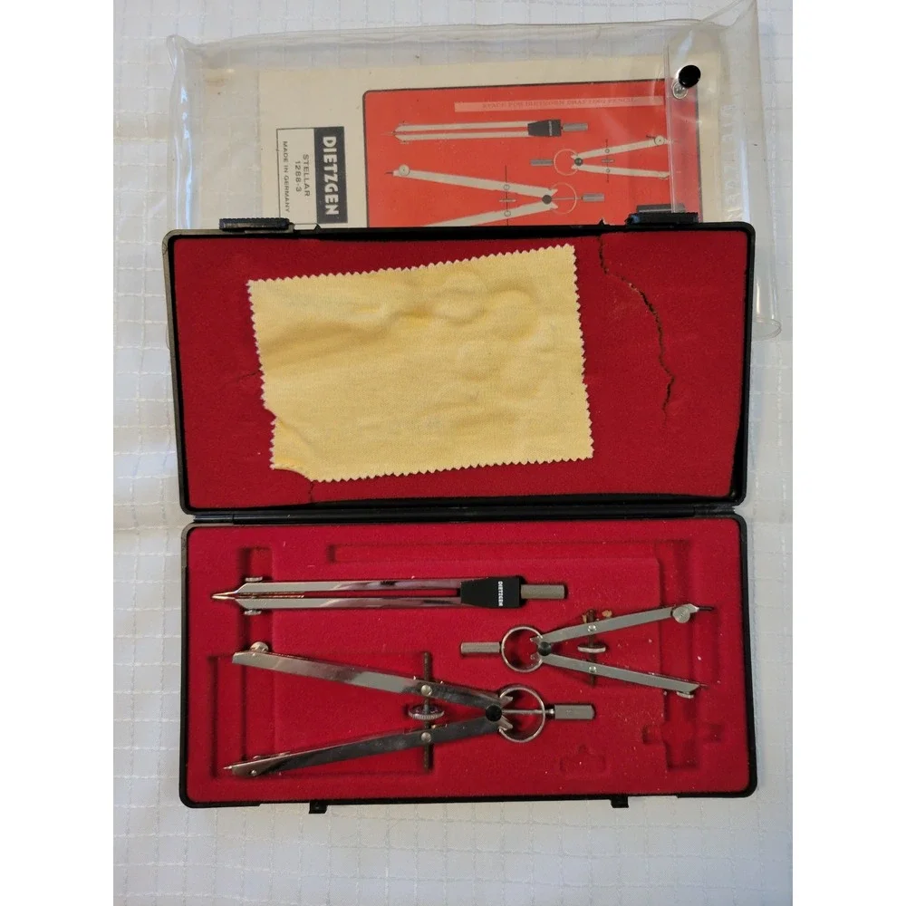 Vintage Dietzgen Stellar 1288-3 Drafting Compass Set Made in Germany‎ Incomplete